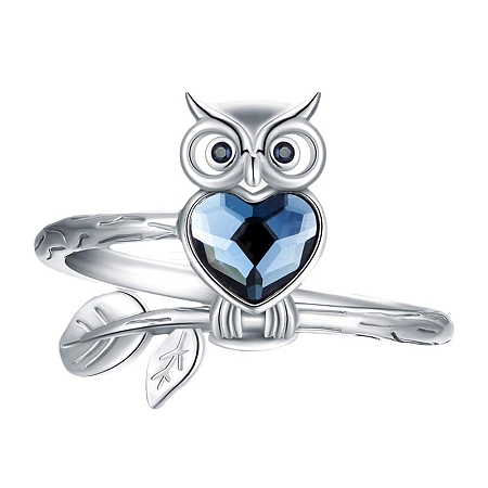 Alloy and Rhinestone Owl Open Finger Ring for Women PW-WG327F8-01-1