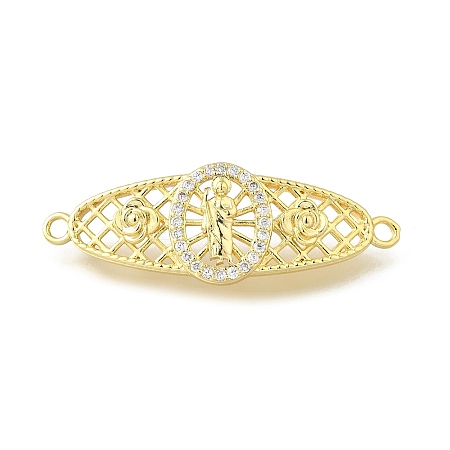 Brass Pave Cubic Zirconia Religion Connector Charms KK-Q066-16A-G-1