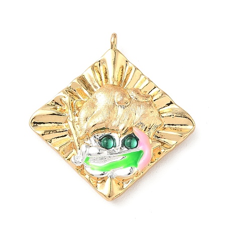 Brass Micro Pave Cubic Zirconia Enamel Pendants KK-L250-08G-10-1