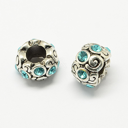 Alloy Rhinestone European Beads MPDL-R036-09F-1