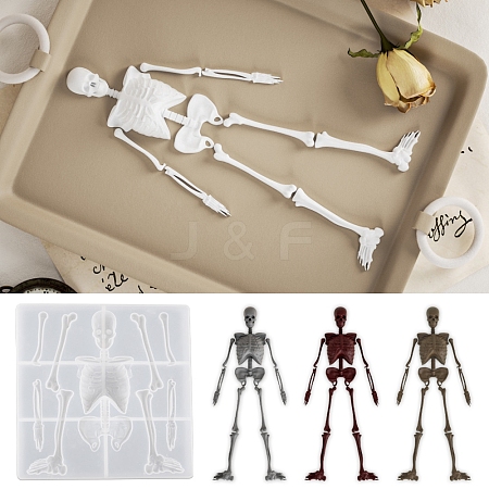 Skeleton Head and Body Skeleton Frame Silicone Mold for Halloween Series of Yu Meiren DIY Drop Glue Plaster Ornaments Grinding PW-WGBCD4B-01-1