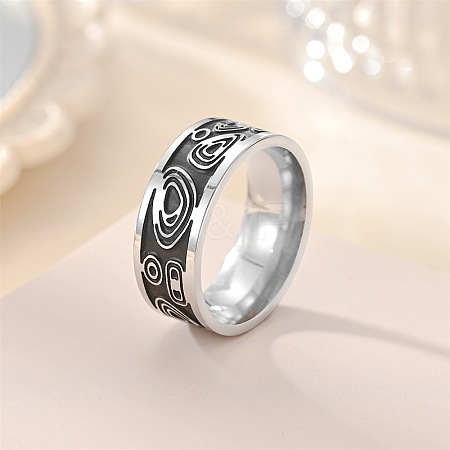 Retro 201 Stainless Steel Enamel Finger Rings for Men FS-WG366A7-13-1