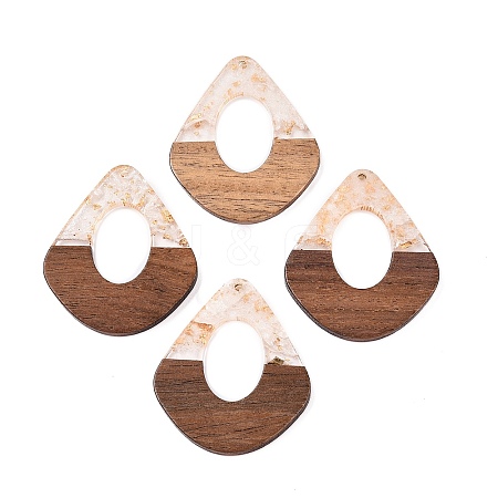 Transparent Resin and Walnut Wood Pendants RESI-T057-07N-1