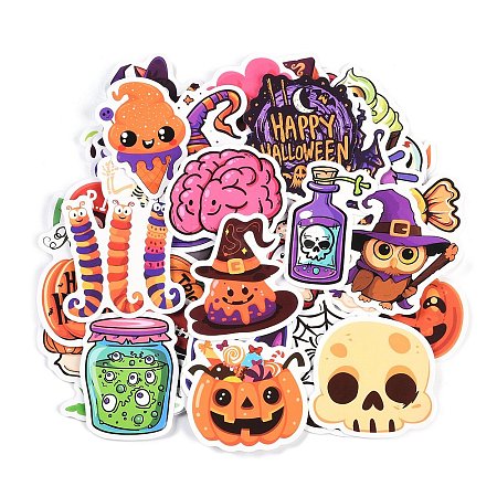 50Pcs Halloween Cartoon Paper Self-Adhesive Picture Stickers STIC-C010-25-1