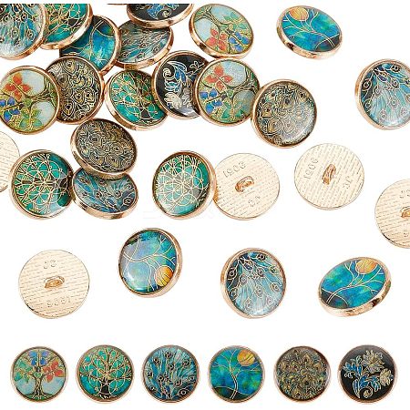 Olycraft 24Pcs 6 Styles Alloy Enamel Shank Buttons BUTT-OC0001-29-1