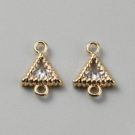 Brass Pave Clear Cubic Zirconia Connector Charms KK-WH0062-71C-G-1