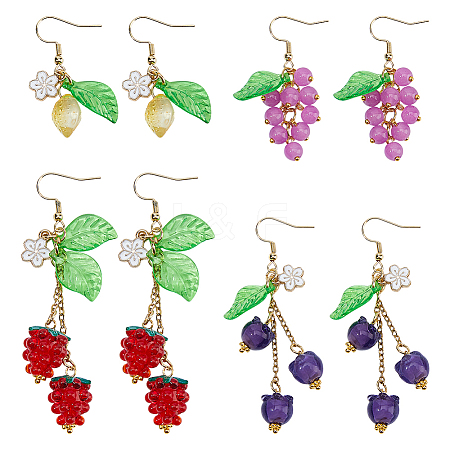 4 Pairs 304 Stainless Steel Dangle Earrings EJEW-HS00014-1