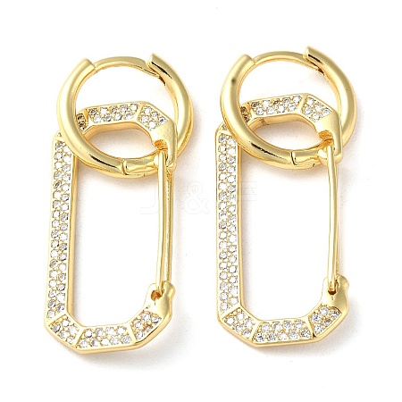 Rack Plating Brass Micro Pave Cubic Zirconia Dangle Hoop Earrings EJEW-M230-21G-1