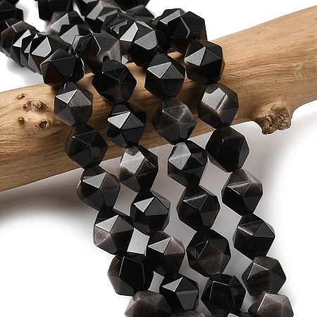 Natural Silver Obsidian Beads Strands G-Z119-A11-03-1