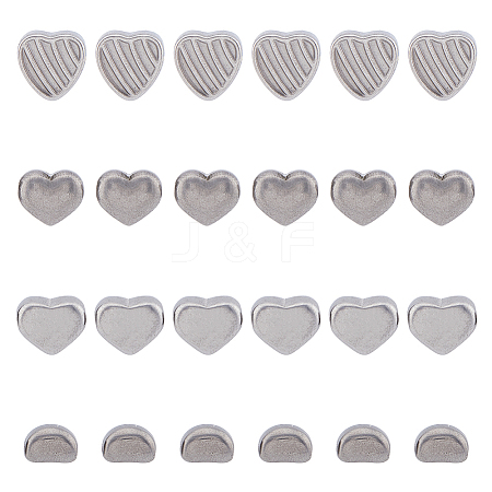 DICOSMETIC 24Pcs 4 Style 304 Stainless Steel Beads STAS-DC0014-50-1