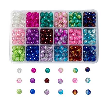 18 Colors Spray Painted Crackle Glass Beads CCG-JP0001-02-1