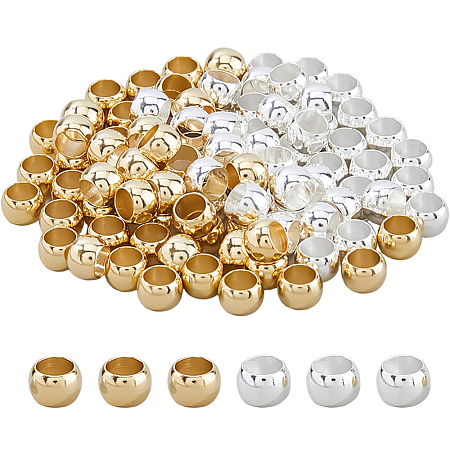 100Pcs 2 Colors Brass European Beads KK-DC0005-07-1