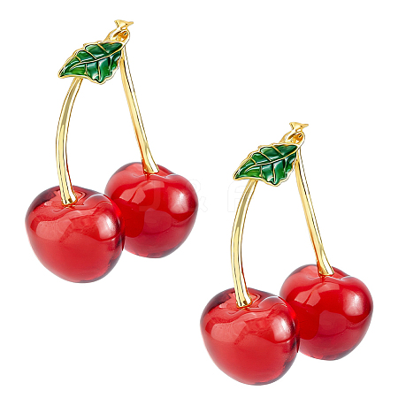 Cherry Handmade Lampwork Figurines Ornaments DJEW-WH0016-49-1
