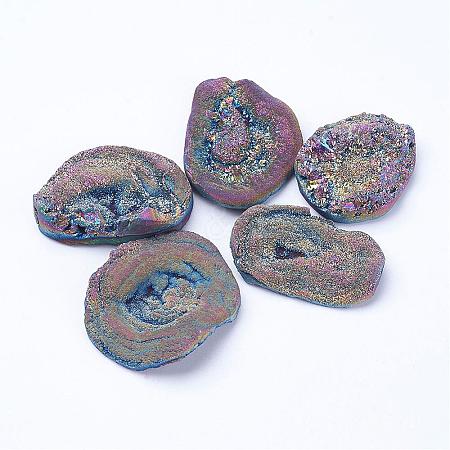 Electroplate Natural Druzy Agate Beads G-P252-01B-1