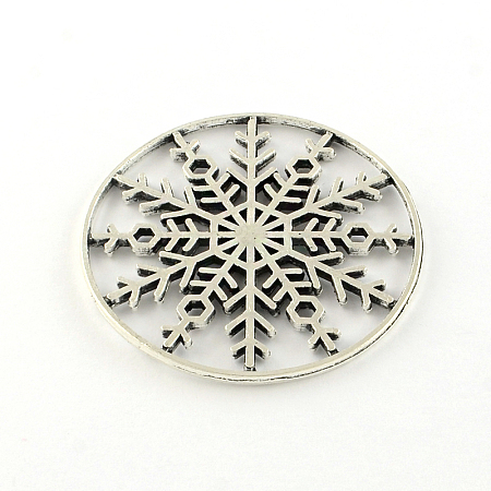Snowflake Tibetan Style Alloy Pendants X-TIBEP-R344-19AS-LF-1