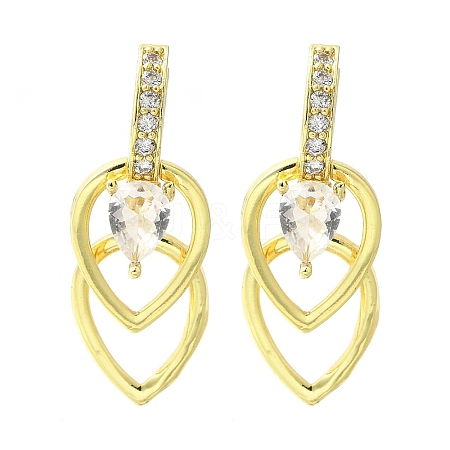 Brass Cubic Zirconia Hoop Earrings EJEW-M047-11G-1