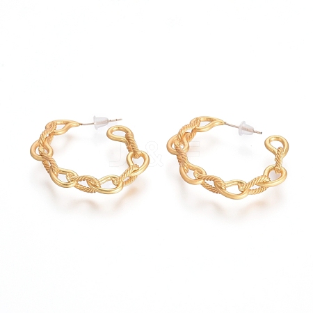 Semicircular Brass Stud Earrings EJEW-E196-14MG-1