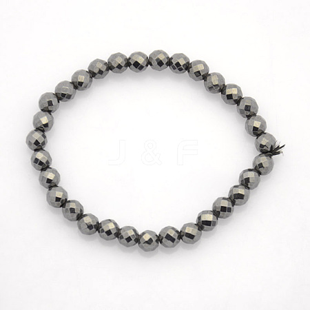 Non-Magnetic Hematite Stretch Bracelets BJEW-J101B-01-1