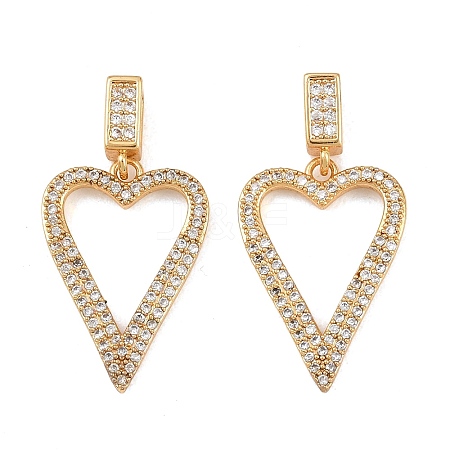 Brass Micro Pave Clear Cubic Zirconia Pendants KK-G552-02G-02-1