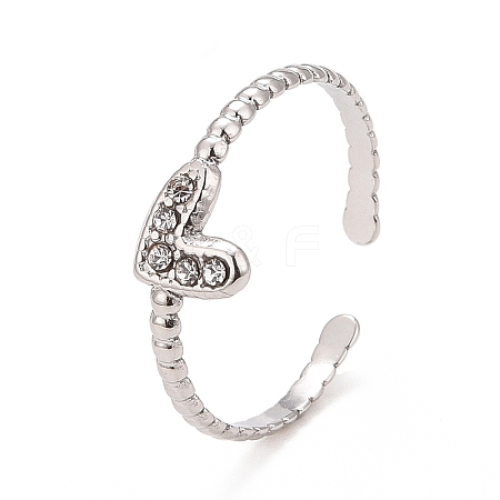 Crystal Rhinestone Heart Open Cuff Ring LS-RJEW-C025-39P-1