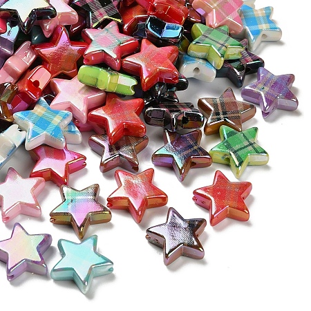 Rainbow Iridescent Printed Opaque Acrylic Beads OACR-D316-01A-03-1