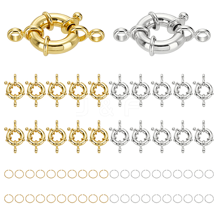 20Pcs 2 Colors Rack Plating Brass Spring Clasps KK-ME0003-47-1