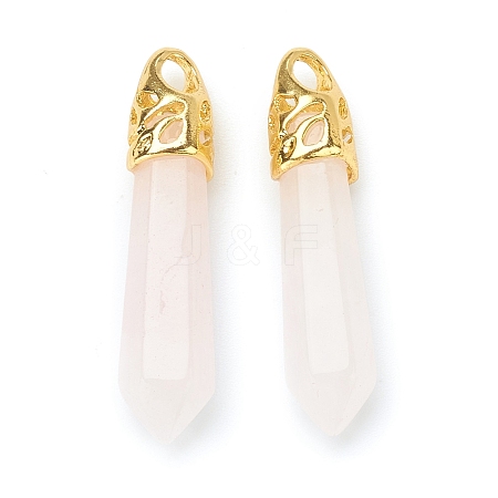 Bullet Natural Rose Quartz Pointed Pendants G-E332-C23-G-1