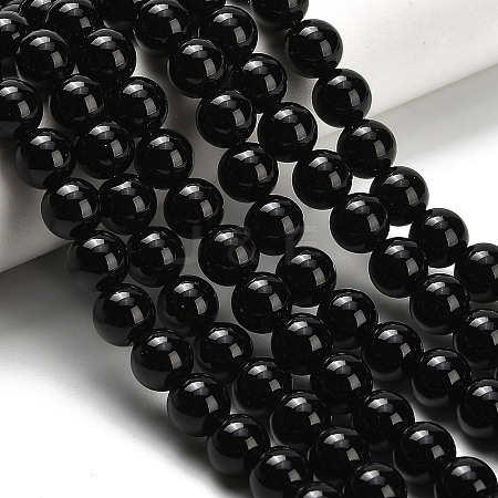 Natural Black Onyx(Dyed & Heated) Beads Strands G-H329-C06-6mm-1