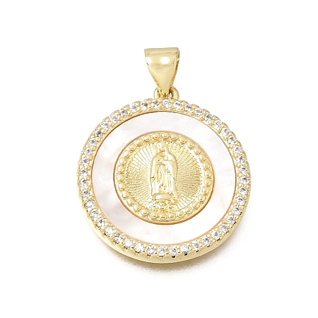 Brass Micro Pave Clear Cubic Zirconia Pendants CU-CBAF50C-16G-1