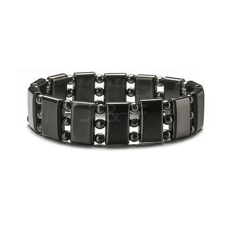 Non-magnetic Synthetic Hematite Beaded Stretch Bracelets for Men FS-WG73B41-01-1