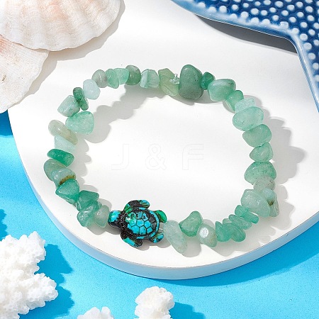 Natural Green Aventurine Chips Beads Stretch Bracelets BJEW-JB11245-05-1