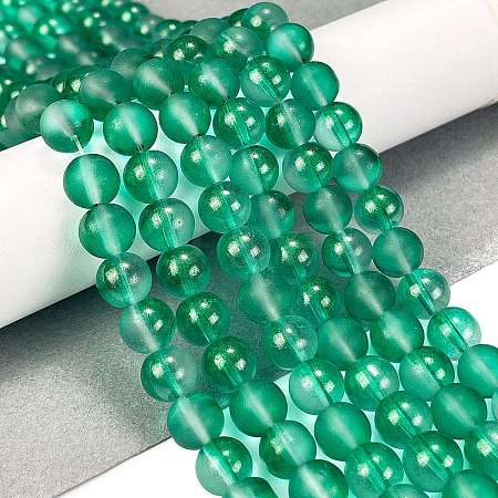 Frosted Transparent Glass Bead Strands GLAA-P065-8mm-14-1