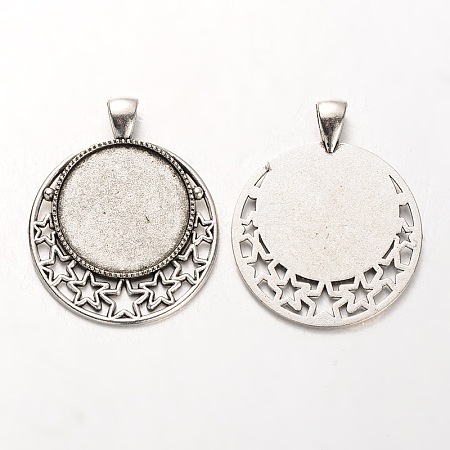 Tibetan Style Alloy Pendant Cabochon Settings PALLOY-J494-30AS-1