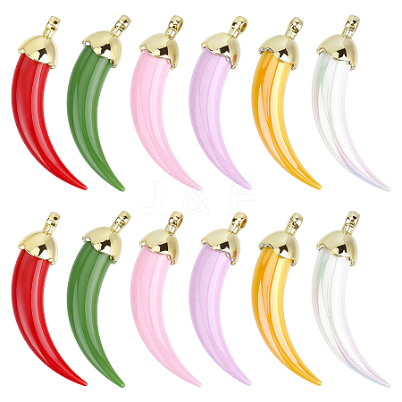 12Pcs 6 Colors Opaque Acrylic Big Pendants FIND-ME0003-97-1