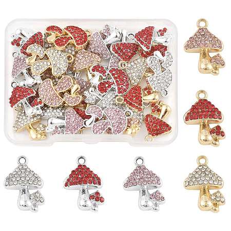 24Pcs 6 Colors Rack Plating Alloy Rhinestone Pendants FIND-FS0004-98-1
