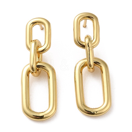 Rack Plating Brass Hollow Oval Dangle Stud Earrings for Women LS-EJEW-Z019-13G-1