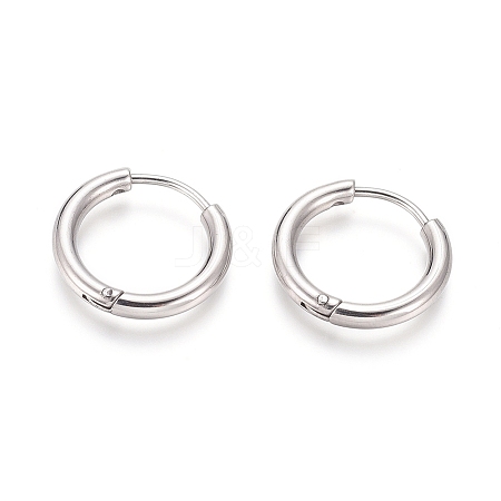 Tarnish Resistant 304 Stainless Steel Huggie Hoop Earrings LS-EJEW-F111B-17mm-P-1