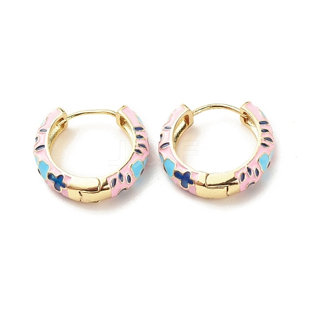 Flower Enamel Hoop Earrings EJEW-G290-02G-B-1