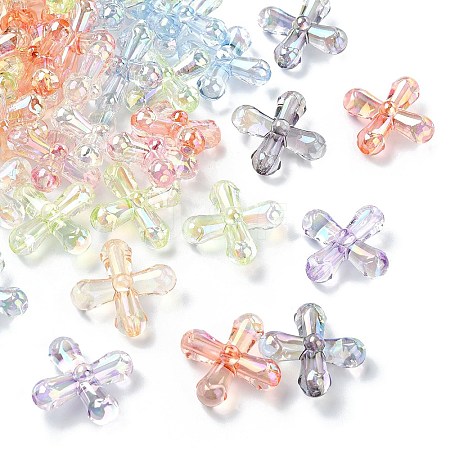 50Pcs UV Plating Transparent Acrylic Beads MACR-CJ0002-21-1
