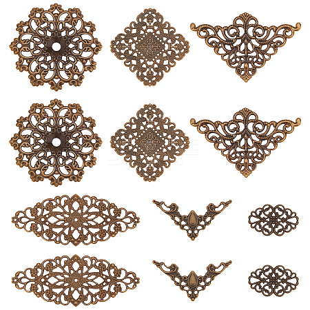 SUNNYCLUE 60Pcs 6 Style Iron Filigree Joiners Links IFIN-SC0001-45-1