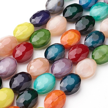 Pearl Luster Plated Glass Bead Strands X-EGLA-E037-PL08-1