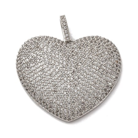 Brass Micro Pave Clear Cubic Zirconia Pendants KK-U076-22P-1