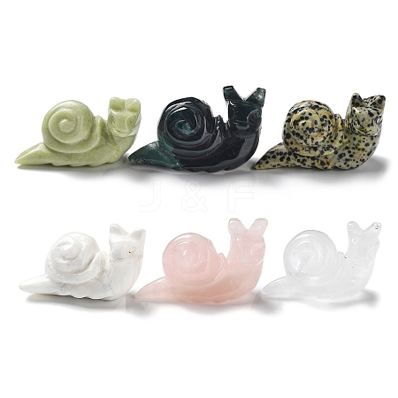 Natural Gemstone Carved Healing Snail Figurines G-K342-02-1