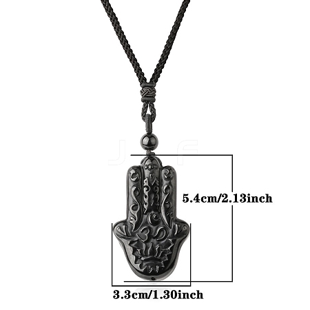 Natural Obsidian Pendant Necklace for Men PW-WG33725-03-1