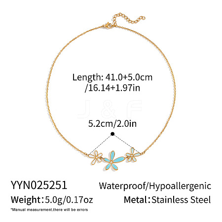 304 Stainless Steel Enamel Flower Pendant Necklaces for Women HM6376-3-1