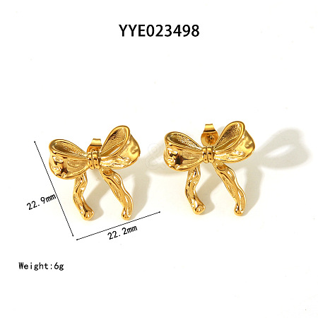 Elegant 304 Stainless Steel Bowknot Stud Earrings CR5364-6-1