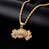 Brass Pave Clear Cubic Zirconia Dollar Pendant Necklaces for Men DC8712-3