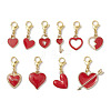 10Pcs Valentine's Day Heart Alloy Enamel Pendant Decorations HJEW-JM02832-1