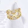 Brass Micro Pave Clear Cubic Zirconia Cuff Rings for Women RJEW-U043-10G-2