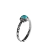 Synthetic Turquoise with 925 Sterling Silver Finger Rings RJEW-C155-03-4